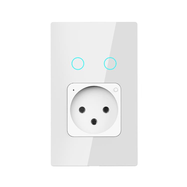 2 Gang 4000W Smart Home Touch Light Switch and IL Socket Interruptor Inteligente Wifi Tuya Zigbee Smart Switch
