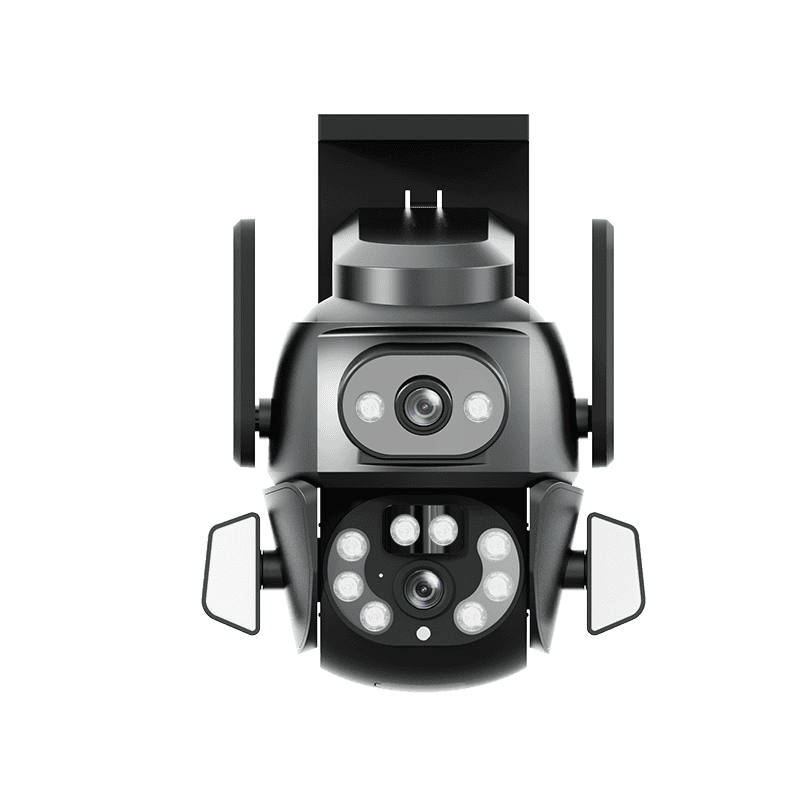 Black IP65 Waterproof Outdoor 3MP+3MP  TUYA Rotation Indoor Security Cam Binocular Camera Oil Sprayed Housing Anti-oxidation