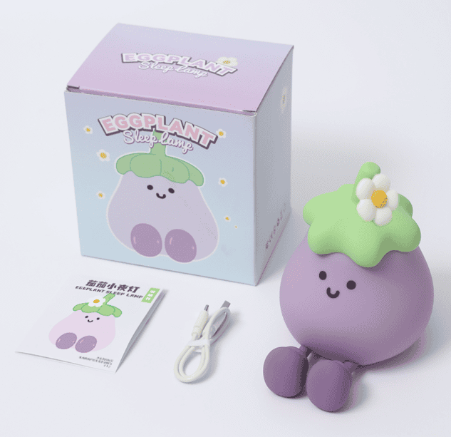 6500K Brightness Eggplant Night Light Modern LED Sleep Lamp with Touch Control and Battery Included for Bedroom-SEPP-13