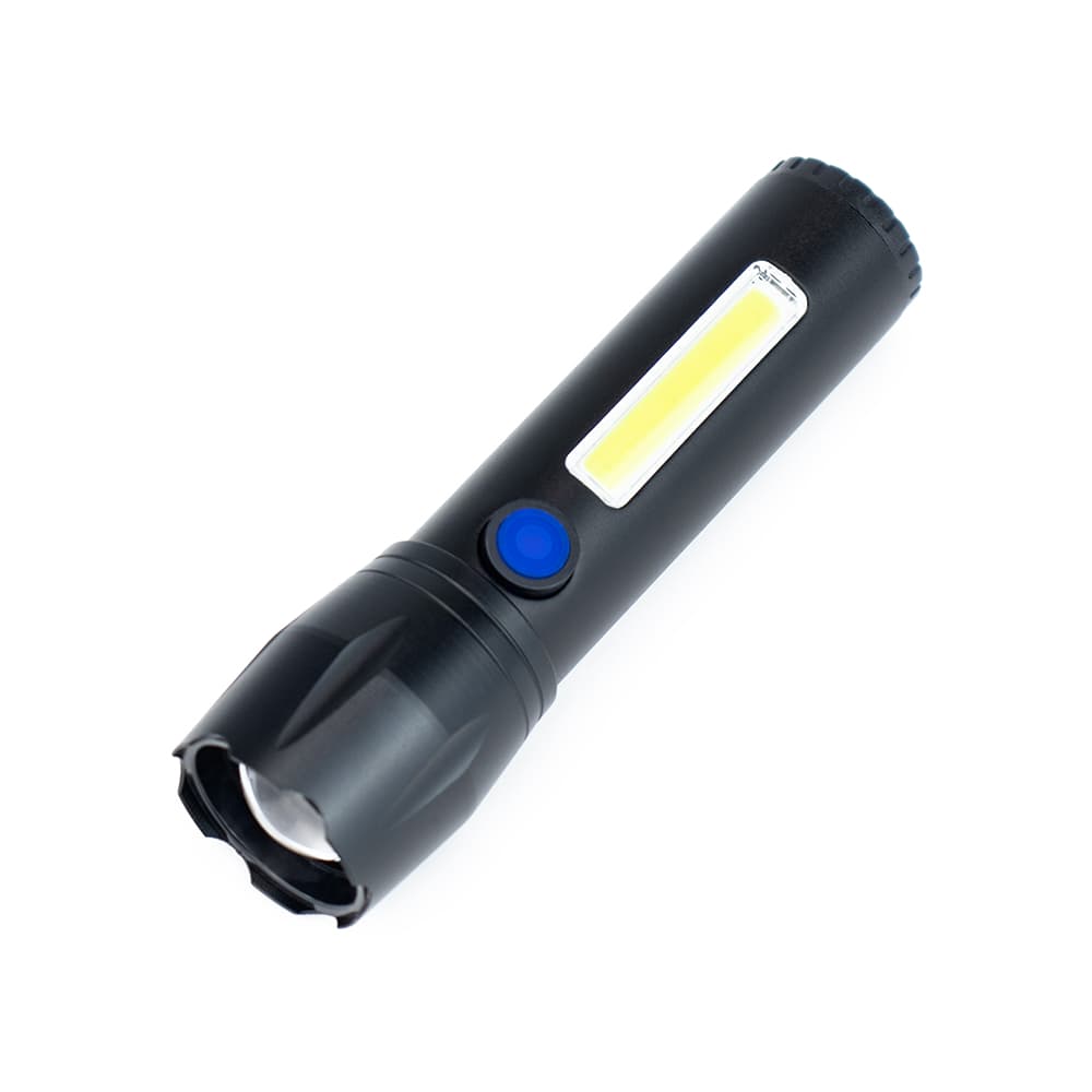 Mini Portable Aluminum COB Flashlight with USB Rechargeable Handheld Zoomable Pocket Torch for Outdoor Camping
