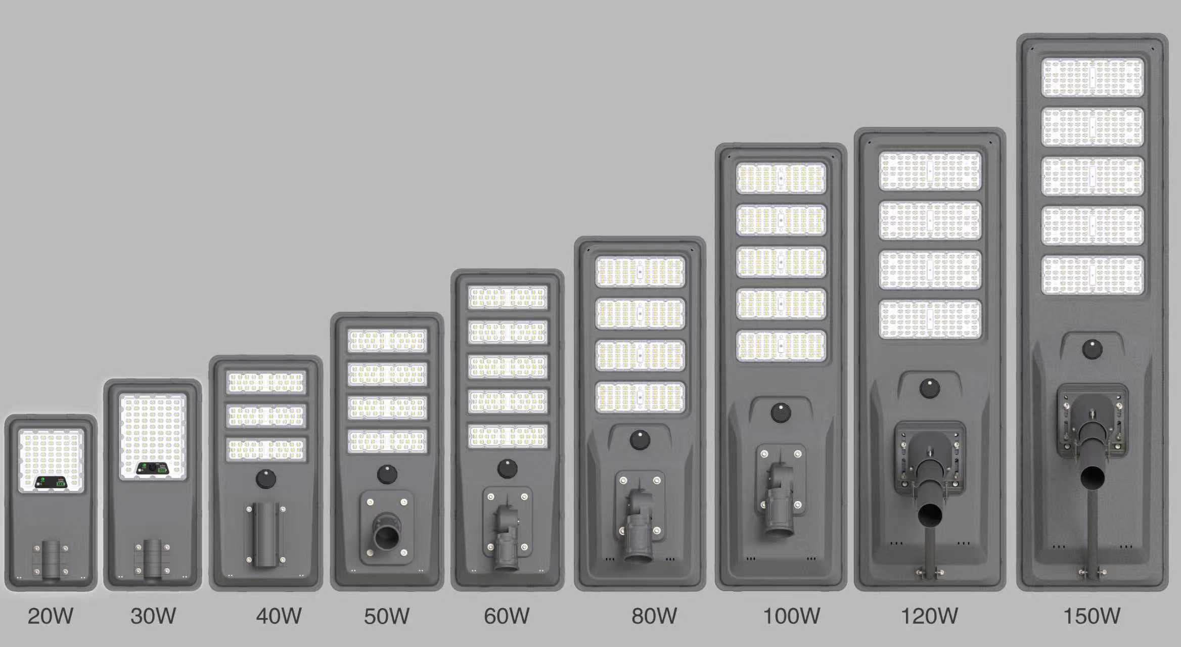 Everstar LED Solar Street Light Efficient Solar Panel with Metal Metaril IP65 for Road Application 70*140 Beam Angle