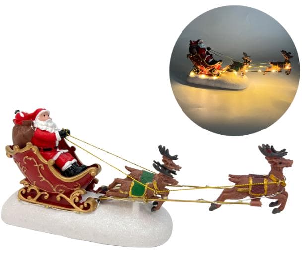 Christmas LED Indoor/Outdoor Home Ornaments Luminous Deer Pulling Car Santa Claus Snowman 2700K Warm White Easy Installation