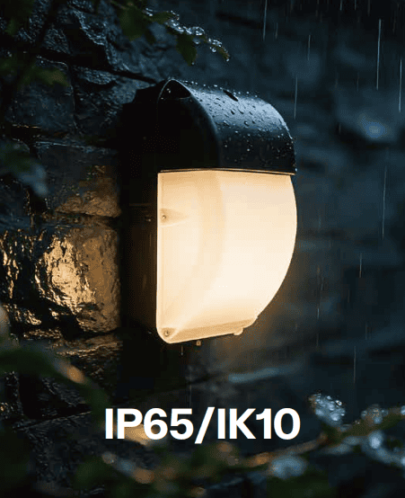 Everstar 30W LED Bulkhead 3CCT Wall Lamp IP65 IK10 Square PC Garden Lights Flush Mount Power Adjustable Sensor Emergency Option