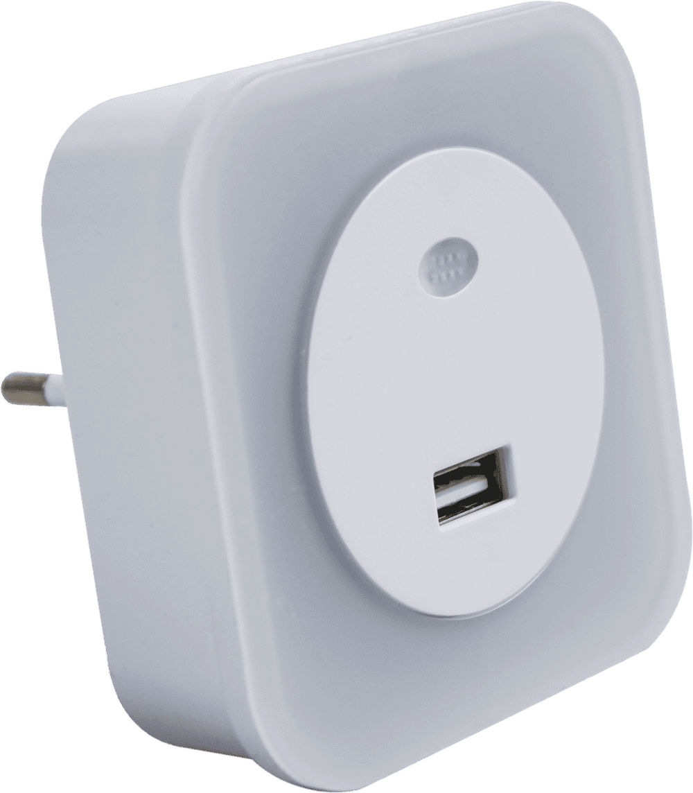 Square LED Small Night Light 0.6w Plastic 220V With USB Charge Euro Socket