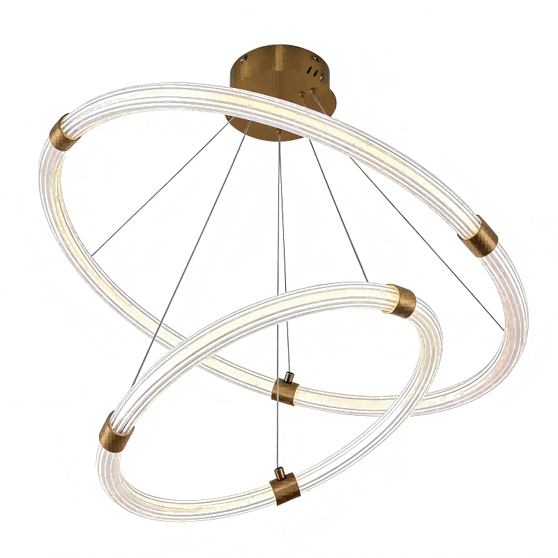 Indoor Lighting Modern Restaurant Ceiling Decoration Lights Two Circle Rings Round Gold Led Pendant Light