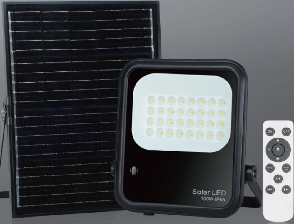 ABS 50W 100W 200W IP65 Solar Flood Light  Remote Control  Highlight 300LM