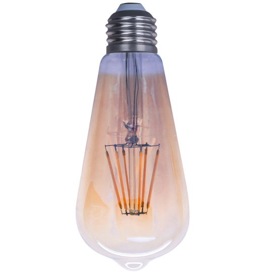 LED-ST64-F8W LED filament bulb glass 8W 100LM/W 3000K/4000K/6000K RA80 E27/E26 220-240v D64xH145mm