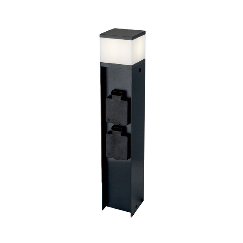 stainless steel+plastic   IP44 garden socket with 2 sockets 300mm
