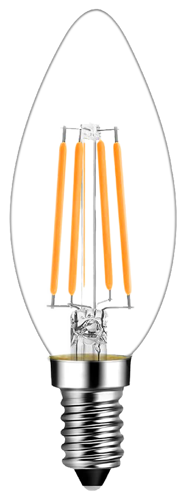 LED-C35-F4W LED filament bulb glass 4W 400LM 3000K/4000K/6000K RA80 E27/E14 220-240v D35xH98mm