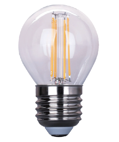 LED-G45-F4W LED filament bulb glass 4W 400LM 3000K/4000K/6000K RA80 E27/E14 220-240v D45xH78mm