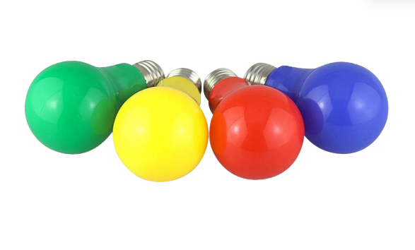 LED-A60-5W LED bulb plastic 5W RGB E27 220-240v Φ60xH108mm green / yellow/red/blue
