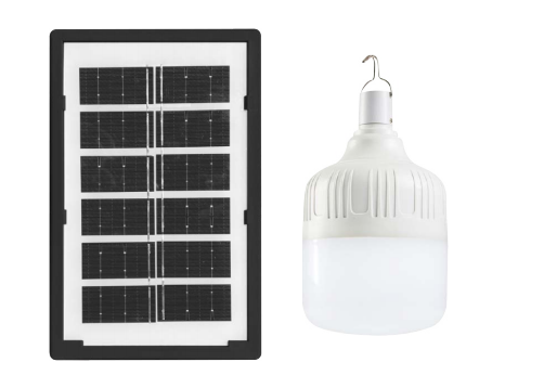 EVS-1-36W LED camping light 4W 390LM li-ion battery rechargeable 6500K USB+solar panel IP44