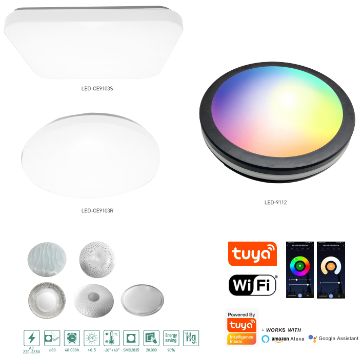 LED-9112 Series and LED-CE9103R LED-CE9103R LED Smart ceiling light