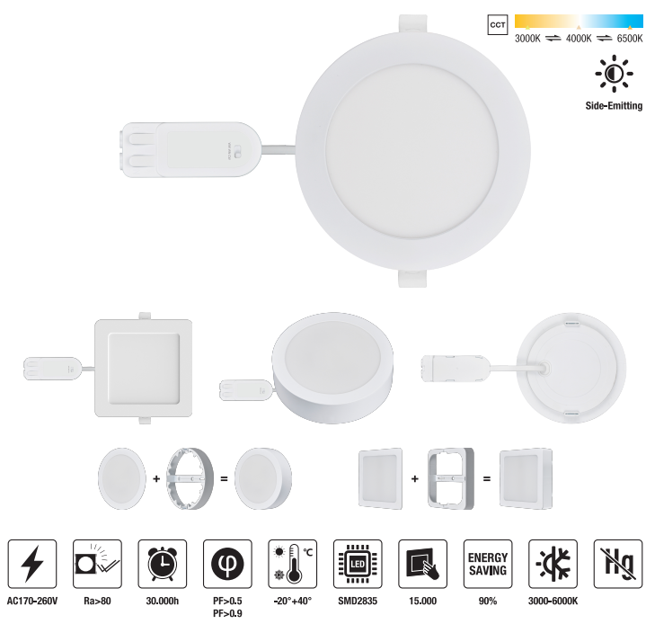 LED-PLCFA-9W-CCT LED Slim Panel Light