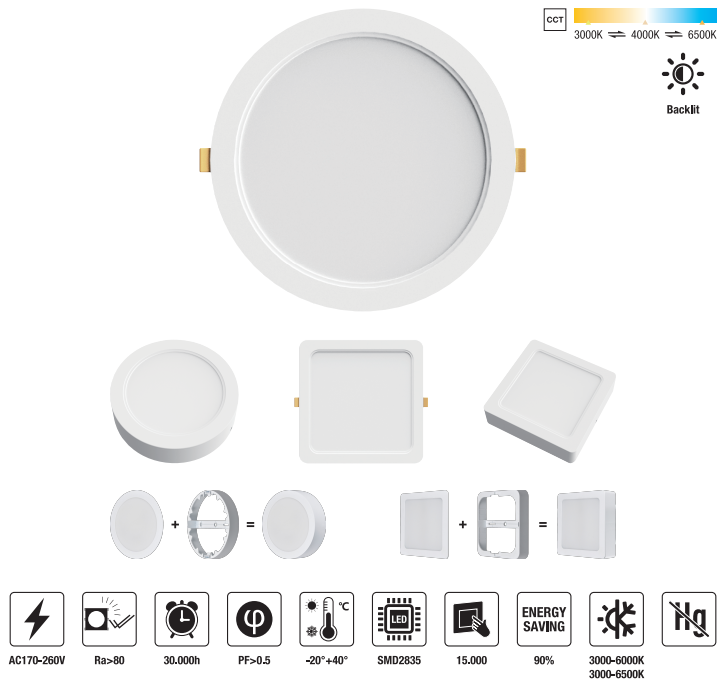 LED-PLDFA2-9W-CCT LED Slim Panel Light