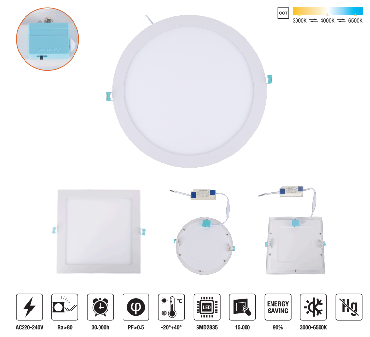 LED-PLR-6W-CCT (R/S) LED Slim Panel Light