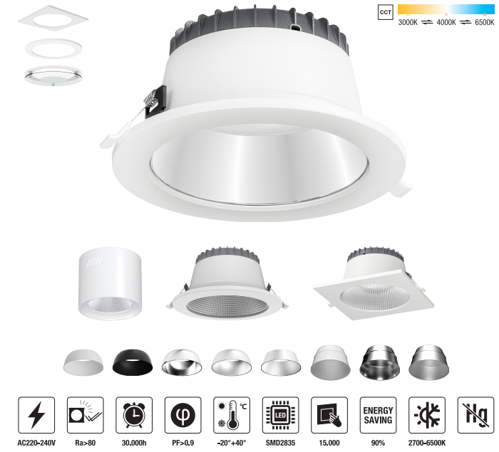 LED-DM06-50W-3CCT LED Down Light