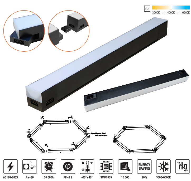 LED-OL5555A-24W LED Office Light AC170-265V PF>0.9