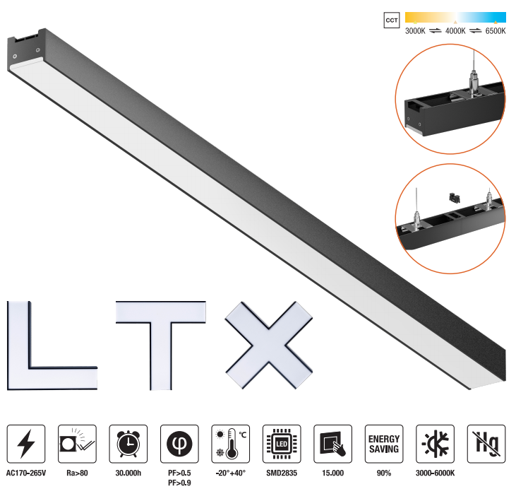 LED-OL5040-15W LED Office Light AC170-265V 1350LM±10%