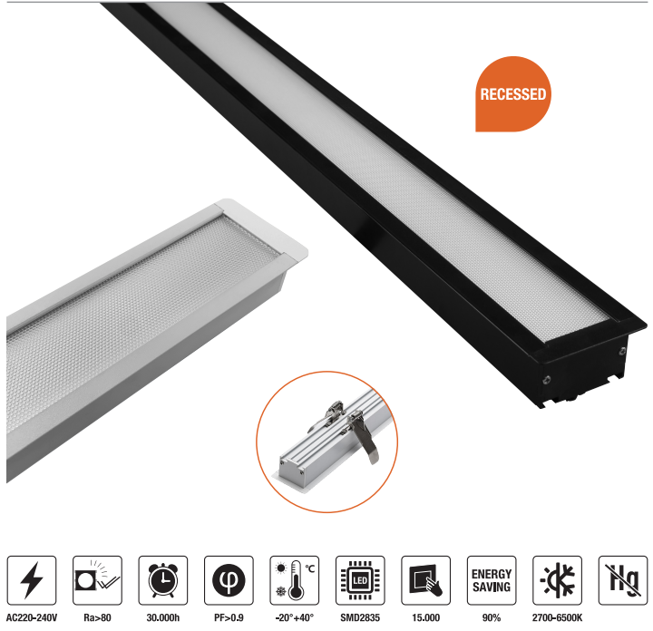LED-OL6330-40W LED Office Light AC220-240V 4400LM±10%
