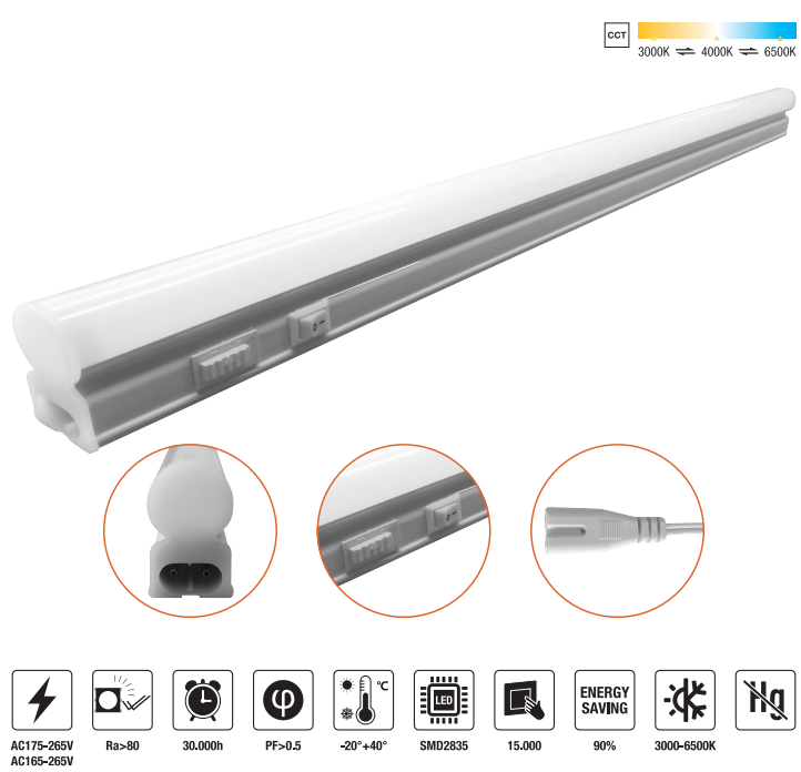 LED-F22-5W-CCT LED Frame Light AC175-265V 500LM±10%