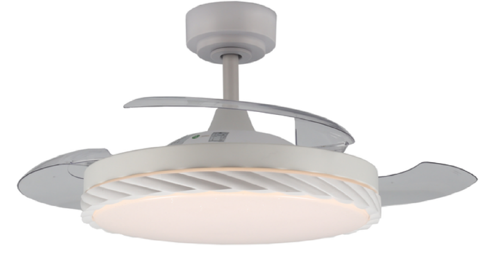 30w Retractable blade ceiling fan light CCT dimming