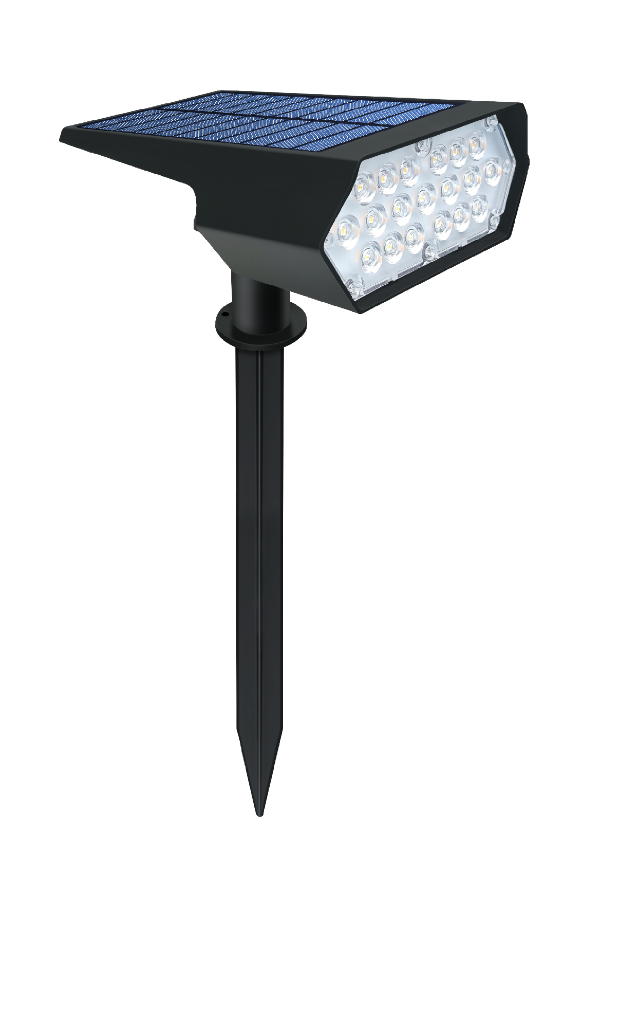 Solar Ground Spike Lawn Light, Multiple Light Emitting Surfaces Optional